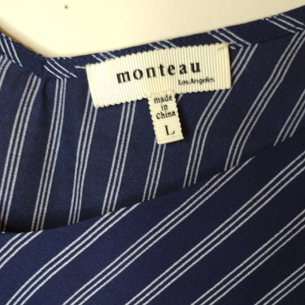 Chic Navy Striped Blouse with Tie Front - Picture 7 of 12